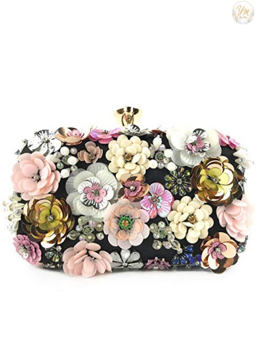 3D Flower Evening Clutch with Chain Strap Wristlet Formal Purse